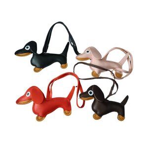 NWT Dachshund Bag Charm Keychain Faux Leather Dog Mom Y2K Cottagecore 4 Colors